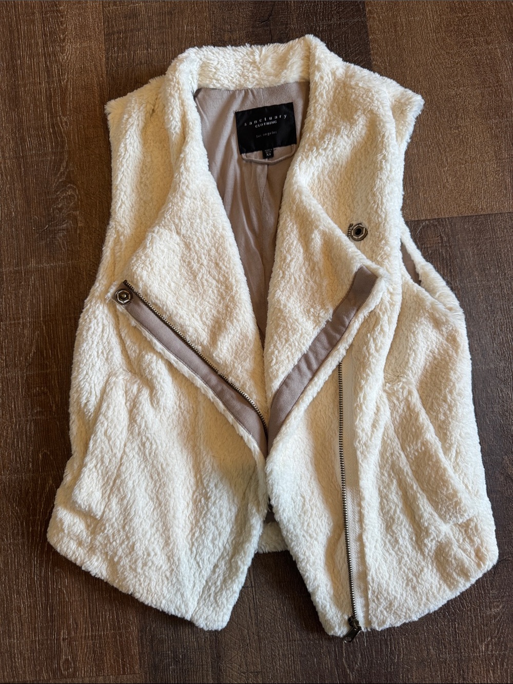 Sanctuary Off-White Sherpa Moto Vest